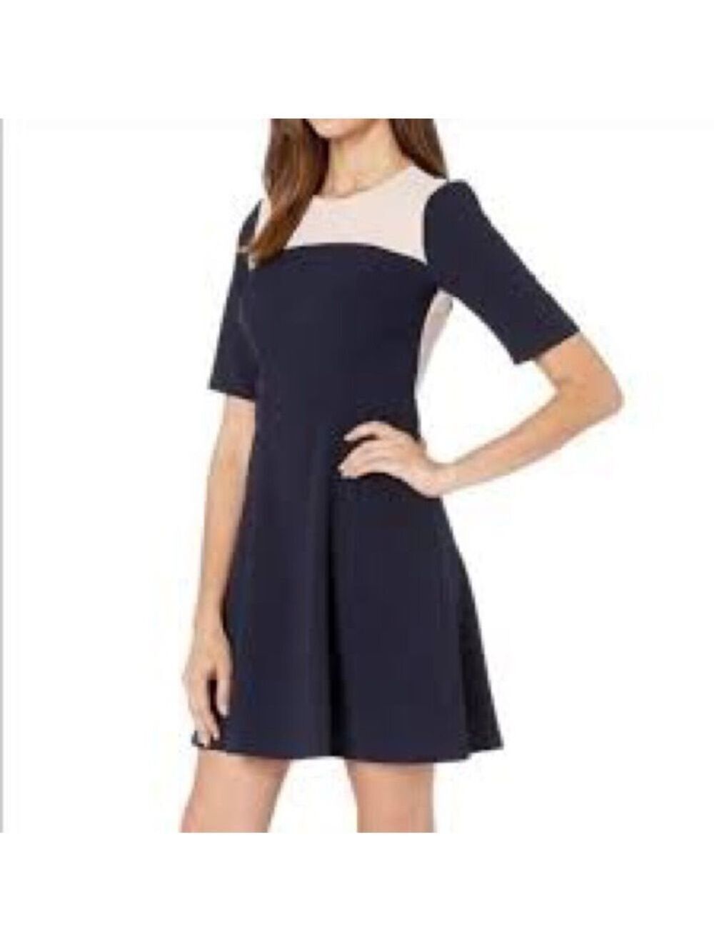 Vince Camuto Navy and Pink Color Block Women's Dress Sz 4